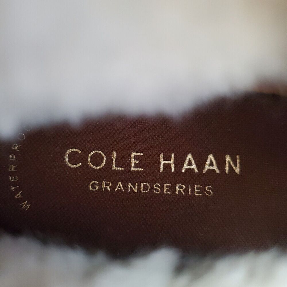 Cole Haan Grand Wateproof Brown Suede Ankle Boot Faux Fur Trim Side Zip 10.5 B - Picture 9 of 12